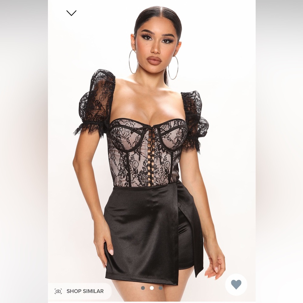 Fashion Nova Romance Novels Lace Bodysuit-Black/combo - Picture 1 of 4